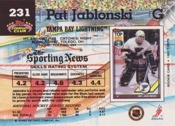 1992-93 Stadium Club #231 Pat Jablonski Back