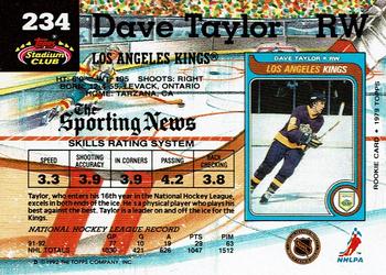 1992-93 Stadium Club #234 Dave Taylor Back