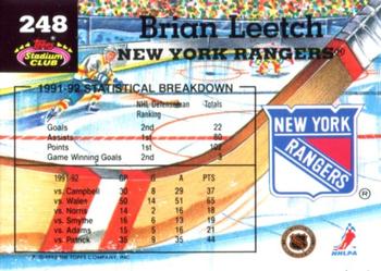 1992-93 Stadium Club #248 Brian Leetch Back