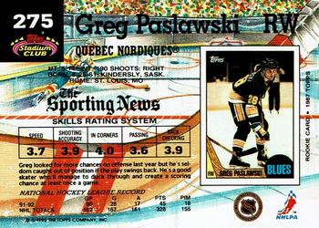 1992-93 Stadium Club #275 Greg Paslawski Back
