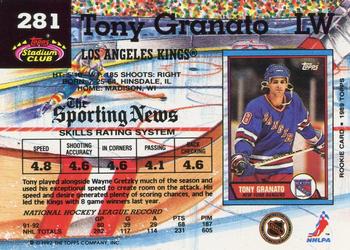 1992-93 Stadium Club #281 Tony Granato Back