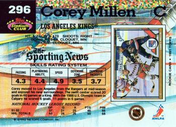 1992-93 Stadium Club #296 Corey Millen Back