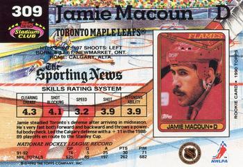 1992-93 Stadium Club #309 Jamie Macoun Back