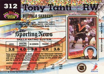 1992-93 Stadium Club #312 Tony Tanti Back