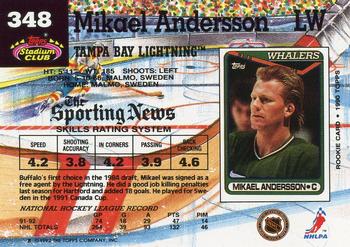1992-93 Stadium Club #348 Mikael Andersson Back