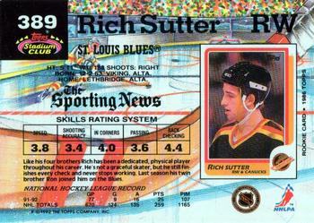 1992-93 Stadium Club #389 Rich Sutter Back