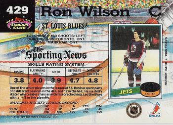 1992-93 Stadium Club #429 Ron Wilson Back