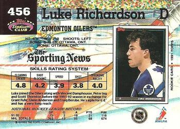 1992-93 Stadium Club #456 Luke Richardson Back