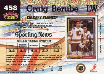1992-93 Stadium Club #458 Craig Berube Back