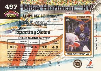 1992-93 Stadium Club #497 Mike Hartman Back