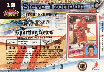 1992-93 Stadium Club #19 Steve Yzerman Back