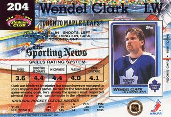1992-93 Stadium Club #204 Wendel Clark Back