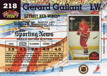 1992-93 Stadium Club #218 Gerard Gallant Back