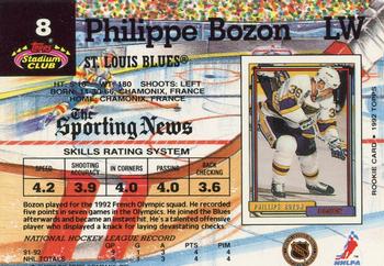 1992-93 Stadium Club #8 Philippe Bozon Back