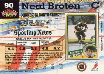1992-93 Stadium Club #90 Neal Broten Back