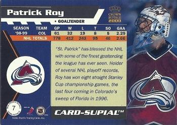 1999-00 Pacific Crown Royale - Card-Supials #7 Patrick Roy Back
