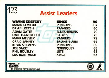 1992-93 Topps #123 Wayne Gretzky Back