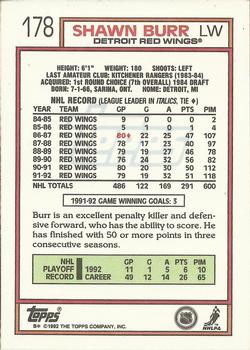 1992-93 Topps #178 Shawn Burr Back