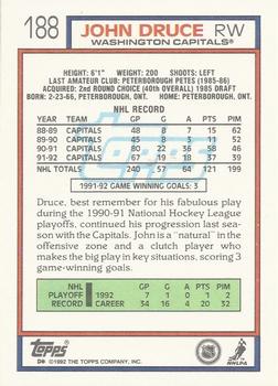 1992-93 Topps #188 John Druce Back