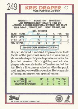 1992-93 Topps #249 Kris Draper Back