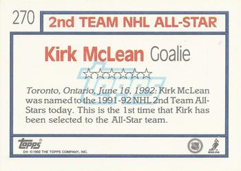 1992-93 Topps #270 Kirk McLean Back