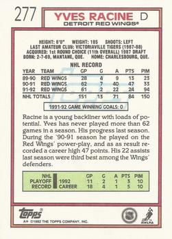 1992-93 Topps #277 Yves Racine Back
