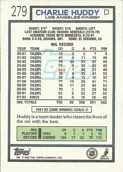 1992-93 Topps #279 Charlie Huddy Back