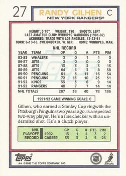 1992-93 Topps #27 Randy Gilhen Back