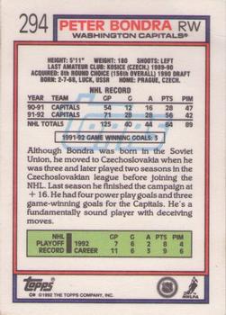 1992-93 Topps #294 Peter Bondra Back