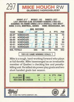 1992-93 Topps #297 Mike Hough Back