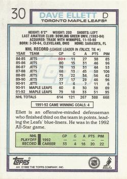1992-93 Topps #30 Dave Ellett Back