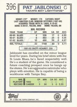 1992-93 Topps #396 Pat Jablonski Back