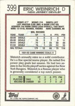 1992-93 Topps #399 Eric Weinrich Back