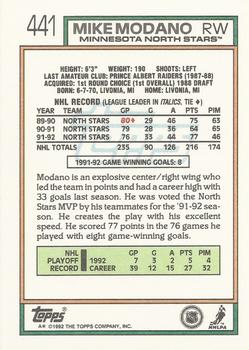 1992-93 Topps #441 Mike Modano Back