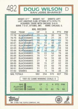 1992-93 Topps #482 Doug Wilson Back