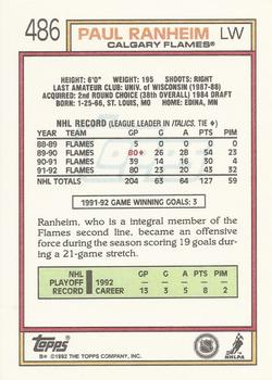 1992-93 Topps #486 Paul Ranheim Back