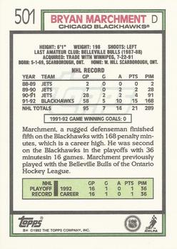 1992-93 Topps #501 Bryan Marchment Back