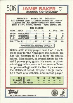1992-93 Topps #506 Jamie Baker Back