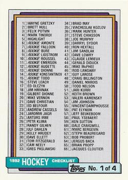 1992-93 Topps #525 Checklist: 1-132 Front