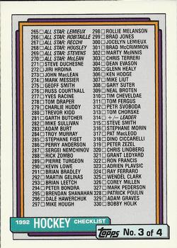 1992-93 Topps #527 Checklist: 265-396 Front