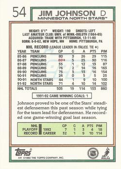 1992-93 Topps #54 Jim Johnson Back