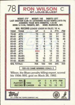 1992-93 Topps #78 Ron Wilson Back