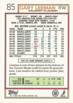 1992-93 Topps #85 Gary Leeman Back