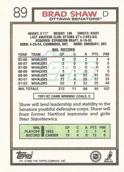1992-93 Topps #89 Brad Shaw Back