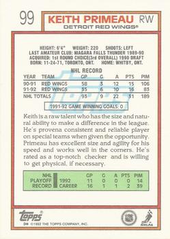 1992-93 Topps #99 Keith Primeau Back
