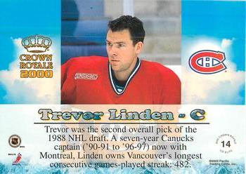 1999-00 Pacific Crown Royale - Ice Elite #14 Trevor Linden Back
