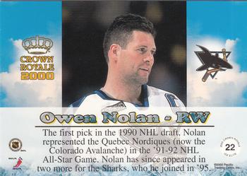 1999-00 Pacific Crown Royale - Ice Elite #22 Owen Nolan Back