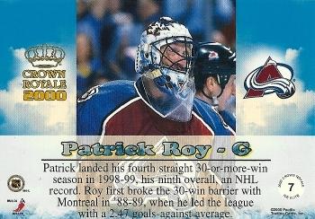 1999-00 Pacific Crown Royale - Ice Elite #7 Patrick Roy Back