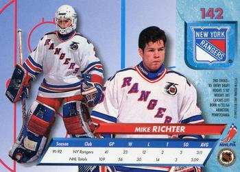1992-93 Ultra #142 Mike Richter Back