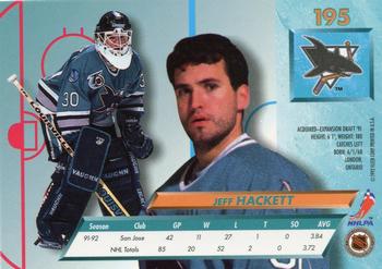 1992-93 Ultra #195 Jeff Hackett Back